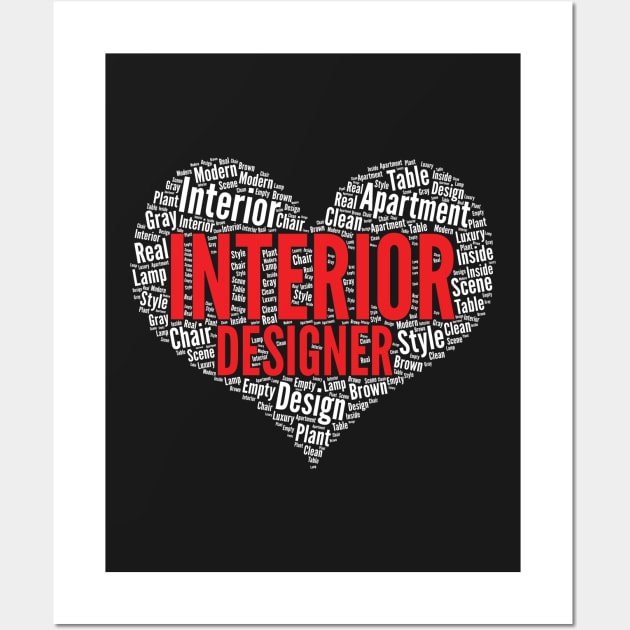 Interior Designer Heart Shape Word Cloud Design product Wall Art by theodoros20